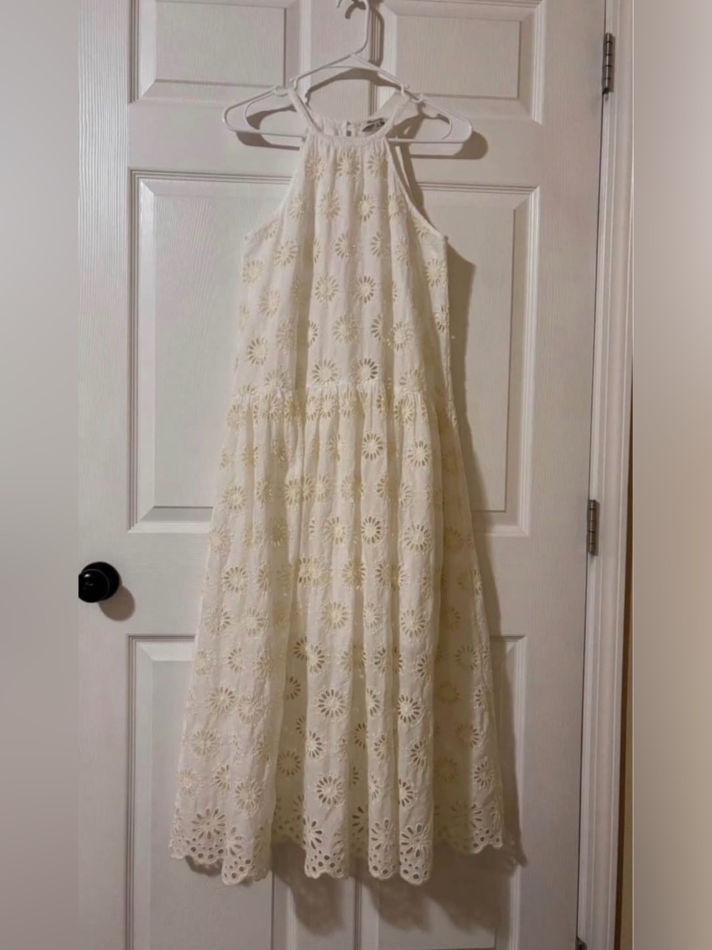 Madewell Cream Eyelet Halter Maxi Dress